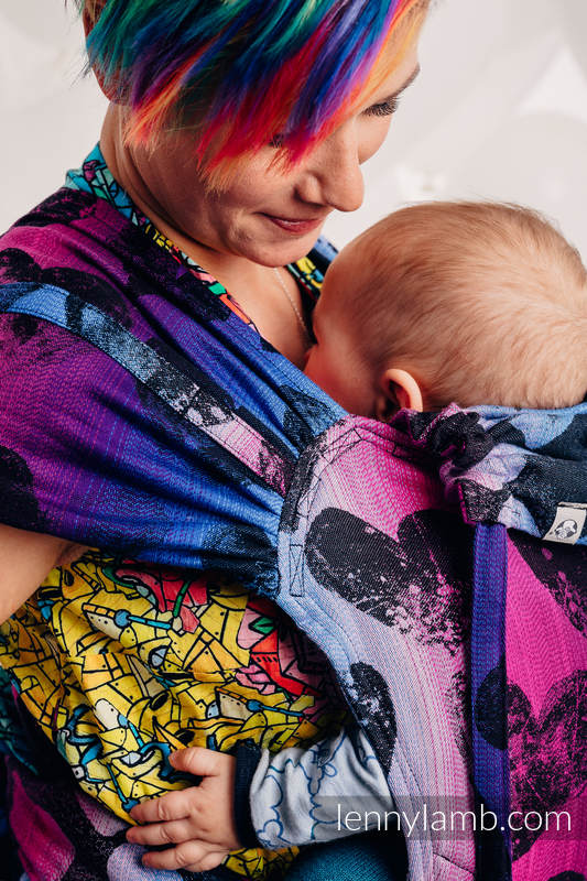 WRAP-TAI portabebé Mini con capucha/ jacquard sarga/100% algodón - LOVKA PINKY VIOLET #babywearing