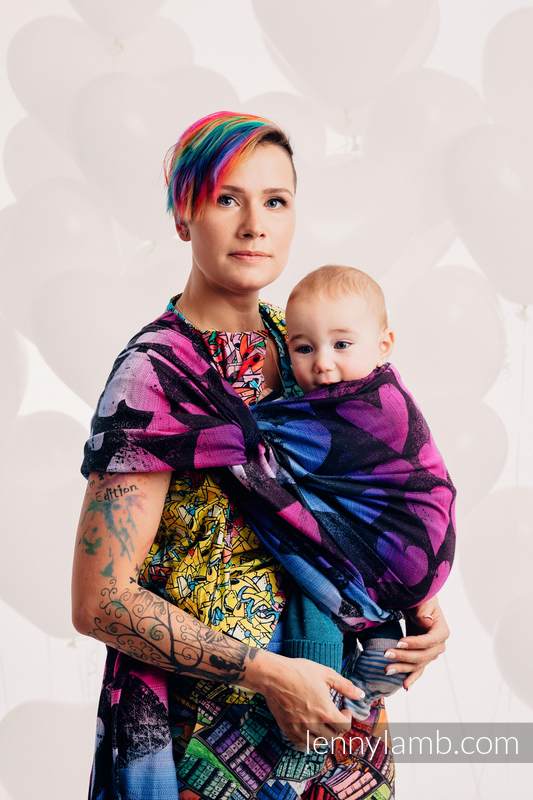 Żakardowa chusta do noszenia dzieci, bawełna - LOVKA PINKY VIOLET - rozmiar XS #babywearing