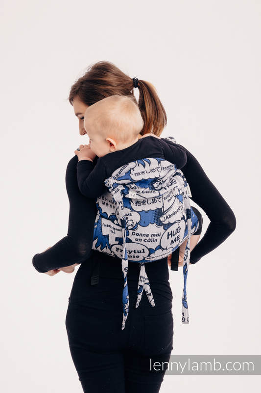 Lenny Buckle Onbuhimo baby carrier, standard size, jacquard weave (100% cotton) - HUG ME - BLUE (grade B) #babywearing