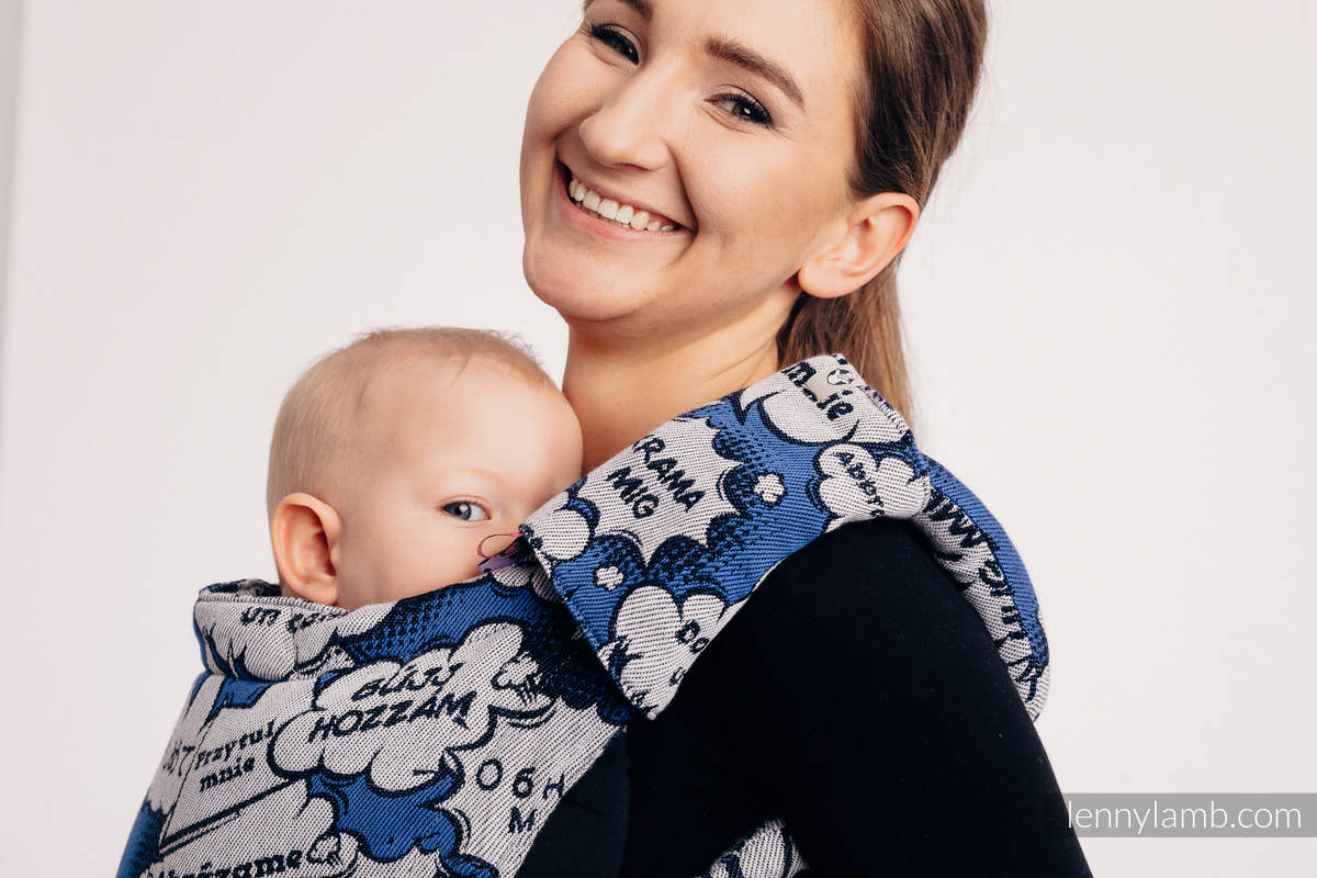 LennyUp Carrier, Standard Size, jacquard weave 100% cotton - HUG ME - BLUE  (grade B) #babywearing
