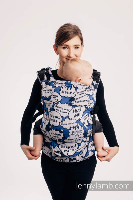 Mochila LennyUp, talla estándar, tejido jaquard 100% algodón - conversión de fular HUG ME - BLUE (grado B) #babywearing
