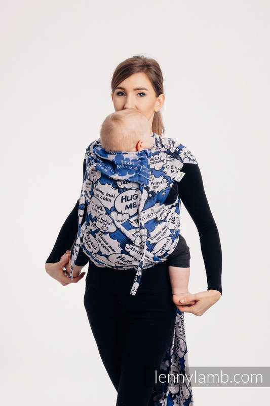 WRAP-TAI portabebé Mini con capucha/ jacquard sarga/100% algodón - HUG ME - BLUE #babywearing