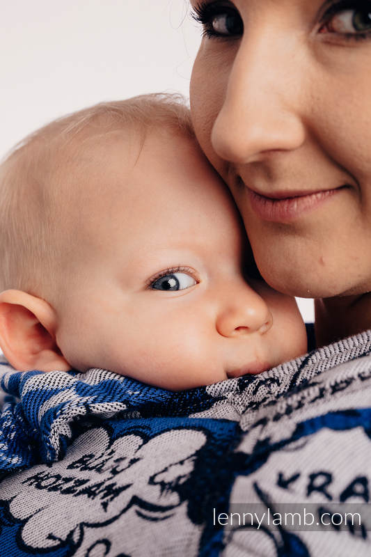 WRAP-TAI carrier Toddler with hood/ jacquard twill / 100% cotton - HUG ME - BLUE (grade B) #babywearing