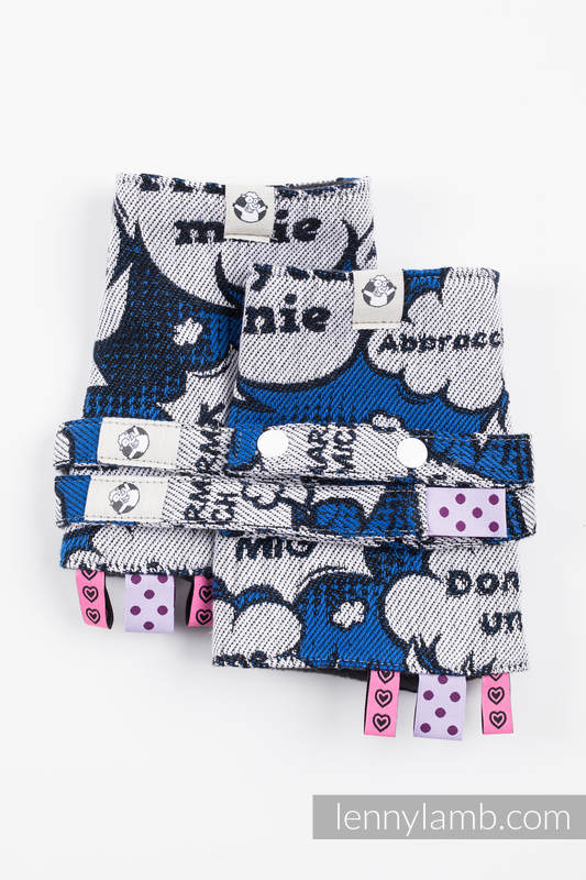 Drool Pads & Reach Straps Set, (60% cotton, 40% polyester) - HUG ME - BLUE #babywearing