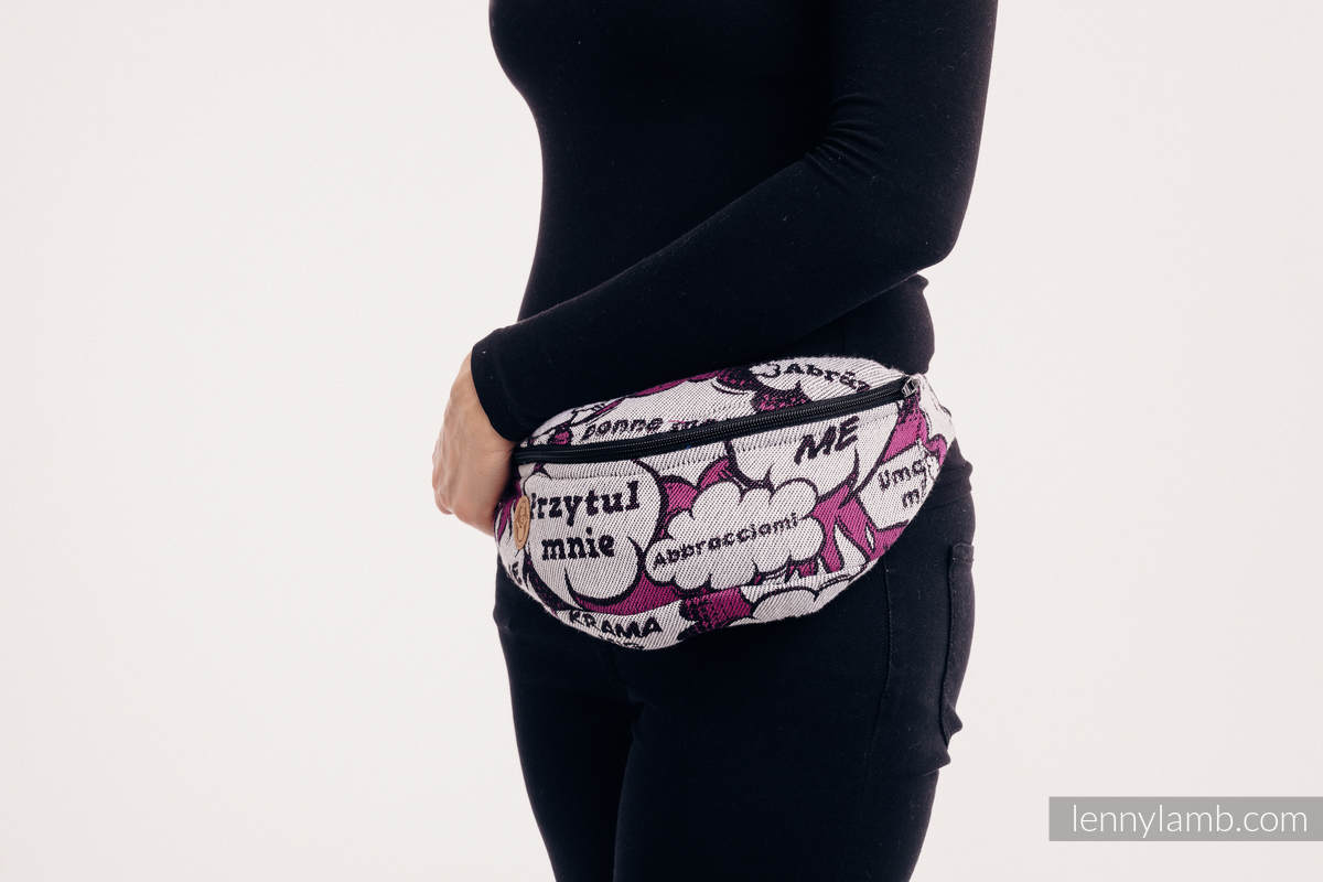 Waist Bag made of woven fabric, (100% cotton) - HUG ME - PINK  #babywearing