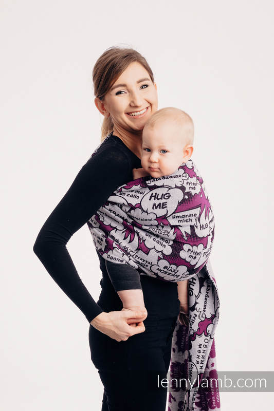 Ringsling, Jacquard Weave (100% cotton), with gathered shoulder - HUG ME PINK - standard 1.8m #babywearing