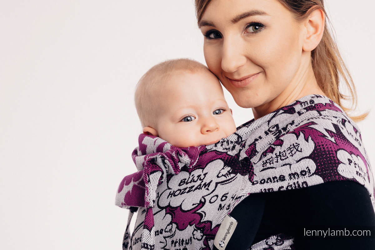 WRAP-TAI Mini avec capuche, jacquard/ 100% coton - HUG ME - PINK  #babywearing