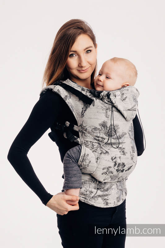 Nosidełko Ergonomiczne z tkaniny żakardowej (100% bawełna), Baby Size, HERBARIUM Z OGRODU ROUNDHAY - Druga Generacja #babywearing