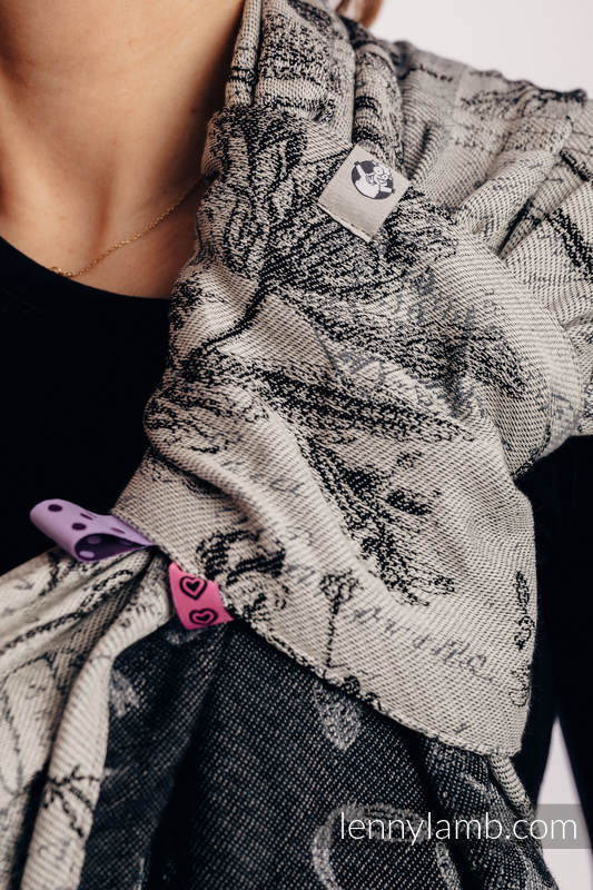 Żakardowa chusta kółkowa do noszenia dzieci, (100% bawełna) - HERBARIUM Z OGRODU ROUNDHAY - long 2.1m #babywearing