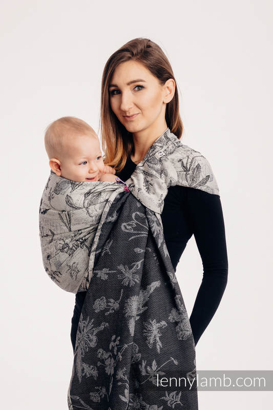 Żakardowa chusta kółkowa do noszenia dzieci, (100% bawełna), ramię bez zakładek - HERBARIUM Z OGRODU ROUNDHAY - long 2.1m #babywearing