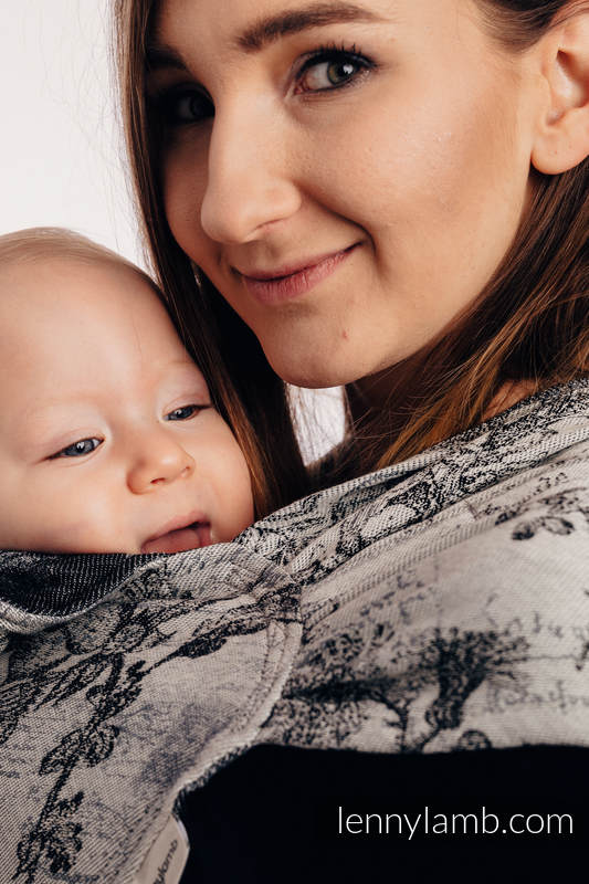 Nosidełko dla dzieci WRAP-TAI Toddler,(100%  bawełna), splot żakardowy, z kapturkiem - HERBARIUM Z OGRODU ROUNDHAY #babywearing