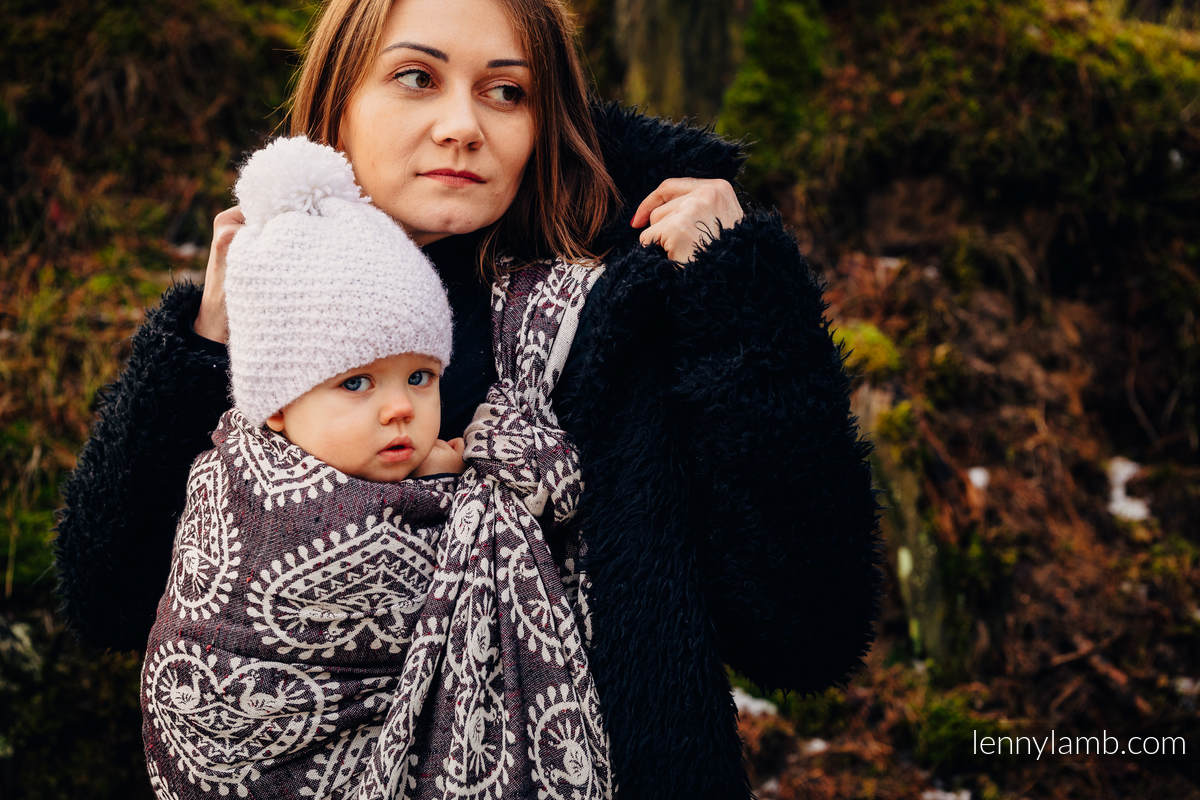 Fular, tejido jacquard (74% algodón, 26% seda) - FOLK HEARTS - NOSTALGIA - talla S #babywearing