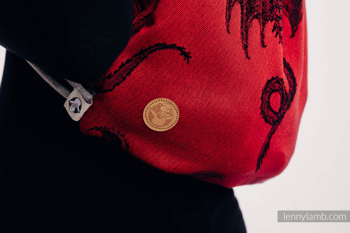 Mochila portaobjetos hecha de tejido de fular (100% algodón) - DRAGON - FIRE AND BLOOD - talla estándar 32cmx43cm #babywearing