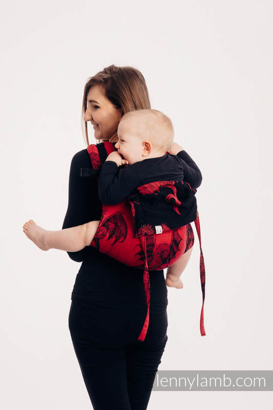 Nosidło Klamrowe ONBUHIMO z tkaniny żakardowej (100% bawełna), rozmiar Toddler - DRAGON - OGIEŃ I KREW #babywearing