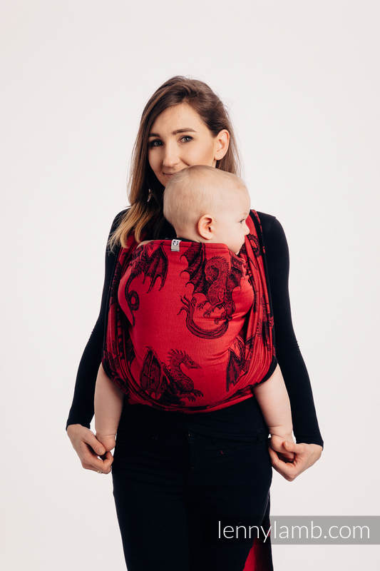 Żakardowa chusta do noszenia dzieci, bawełna - DRAGON - OGIEŃ I KREW - rozmiar L #babywearing