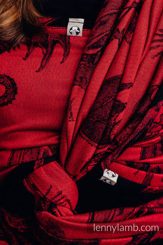 Fular, tejido jacquard (100% algodón) - DRAGON - FIRE AND BLOOD - talla XS #babywearing
