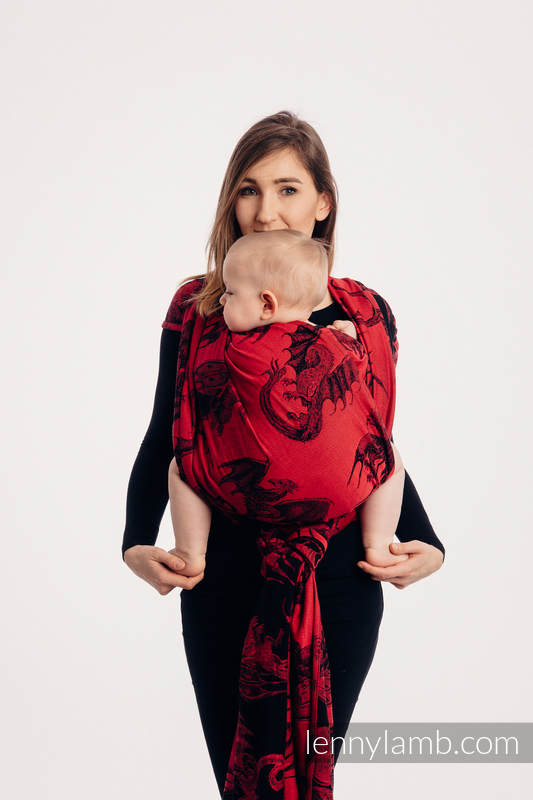 Żakardowa chusta do noszenia dzieci, bawełna - DRAGON - OGIEŃ I KREW - rozmiar S (drugi gatunek) #babywearing