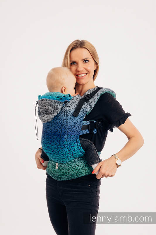 Ergonomic Carrier, Baby Size, jacquard weave 100% cotton - BIG LOVE ATMOSPHERE - Second Generation #babywearing