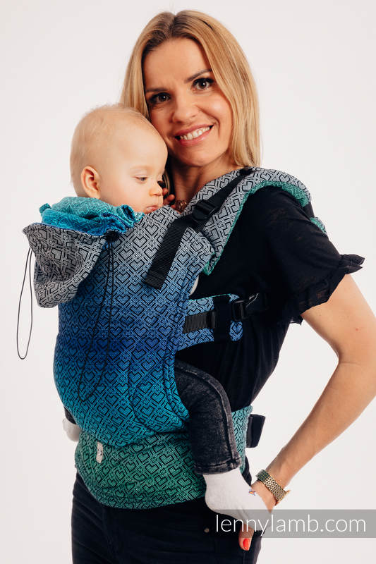 Mochila ergonómica, talla bebé, jacquard 100% algodón - BIG LOVE ATMOSPHERE - Segunda generación #babywearing