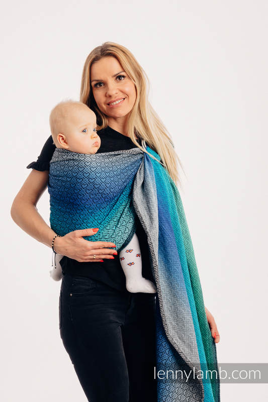 Żakardowa chusta kółkowa do noszenia dzieci, bawełna - BIG LOVE ATMOSFERA  - long 2.1m #babywearing