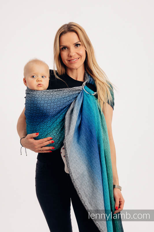 Ringsling, Jacquard Weave (100% cotton) - with gathered shoulder - BIG LOVE ATMOSPHERE  - long 2.1m #babywearing