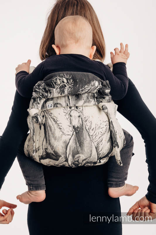 Onbuhimo de Lenny, taille standard, jacquard (63% Coton, 37% Laine mérinos) - GALLOP - THE SOUND OF SILENCE #babywearing
