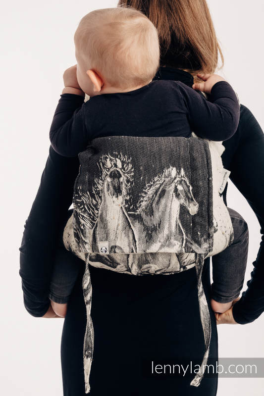 Onbuhimo de Lenny, taille standard, jacquard (63% Coton, 37% Laine mérinos) - GALLOP - THE SOUND OF SILENCE #babywearing