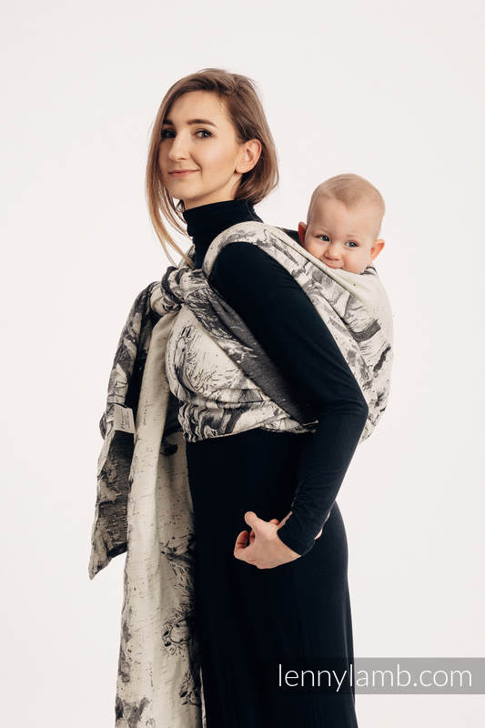 Żakardowa chusta do noszenia dzieci, 63% bawełna, 37% wełna merino - GALOP - DŹWIĘK CISZY - rozmiar L #babywearing