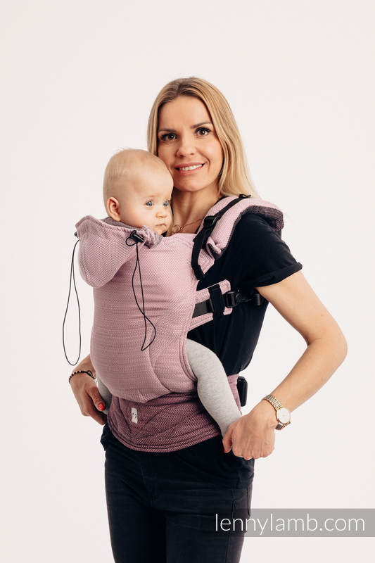 Ergonomic Carrier, Baby Size, herringbone weave 100% cotton - LITTLE HERRINGBONE OMBRE PINK - Second Generation #babywearing