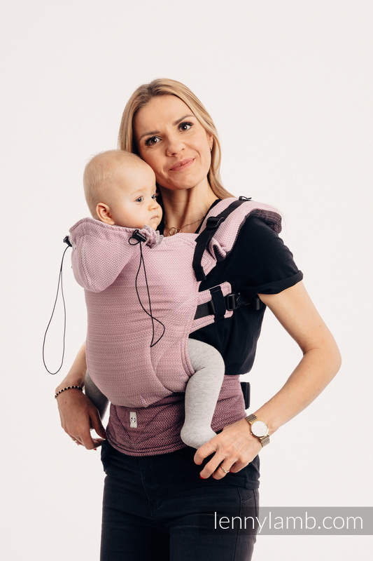 Ergonomic Carrier, Baby Size, herringbone weave 100% cotton - LITTLE HERRINGBONE OMBRE PINK - Second Generation #babywearing