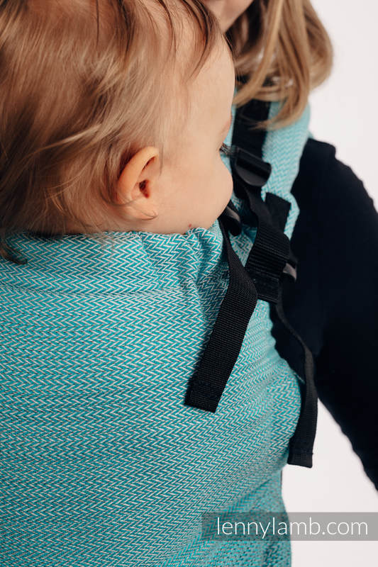 LennyUp Carrier, Standard Size, herringbone weave 100% cotton - LITTLE HERRINGBONE OMBRE TEAL  #babywearing