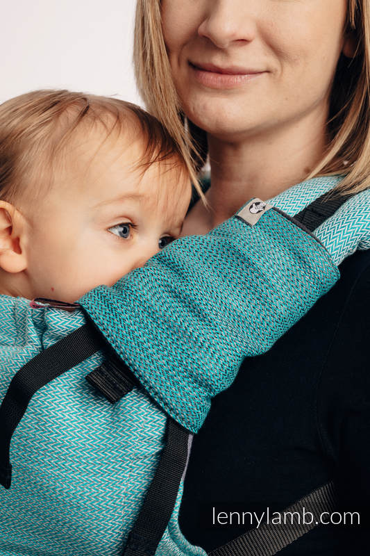 Drool Pads & Reach Straps Set, (60% cotton, 40% polyester) - LITTLE HERRINGBONE OMBRE TEAL  #babywearing