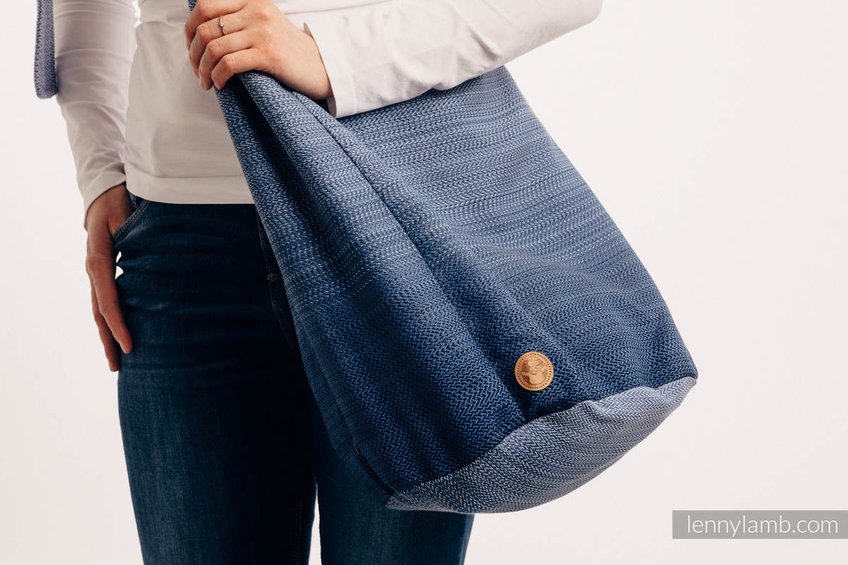 Hobo Bag made of woven fabric (100% cotton) - LITTLE HERRINGBONE OMBRE BLUE  #babywearing