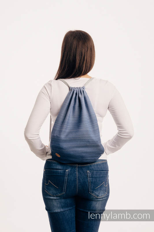 Sackpack made of wrap fabric (100% cotton) - LITTLE HERRINGBONE OMBRE BLUE - standard size 32cmx43cm #babywearing