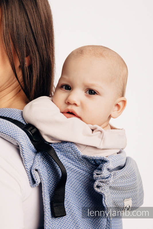 Nosidło Klamrowe ONBUHIMO splot jodełkowy (100% bawełna), rozmiar Toddler - MAŁA JODEŁKA OMBRE NIEBIESKI #babywearing