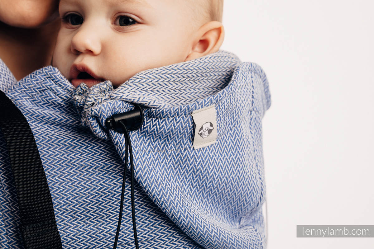 Ergonomic Carrier, Baby Size, herringbone weave 100% cotton - LITTLE HERRINGBONE OMBRE BLUE - Second Generation #babywearing