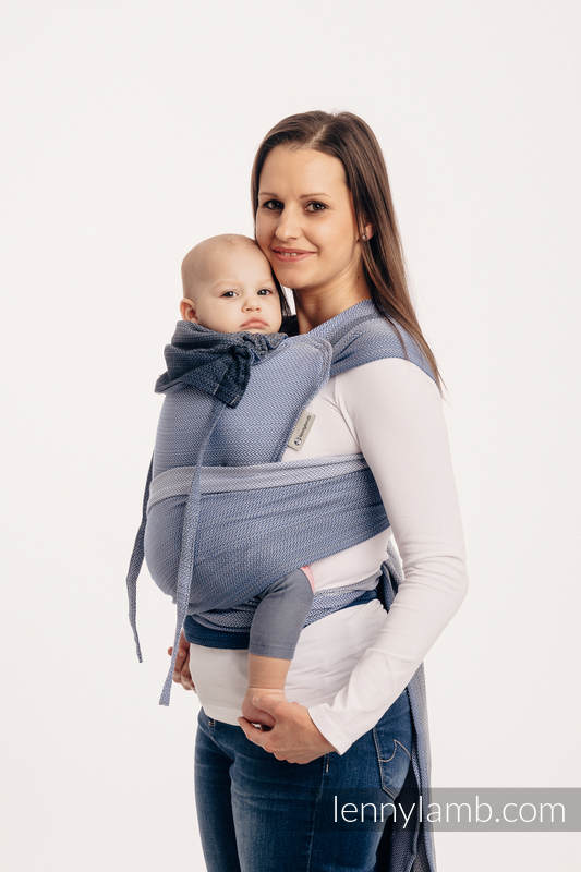 WRAP-TAI toddler avec capuche, d’écharpes / 100 % coton / LITTLE HERRINGBONE OMBRE BLUE  #babywearing