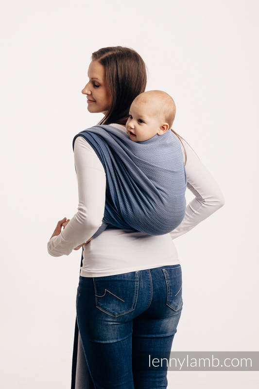 Baby Wrap, Herringbone Weave (100% cotton) - LITTLE HERRINGBONE OMBRE BLUE - size L #babywearing