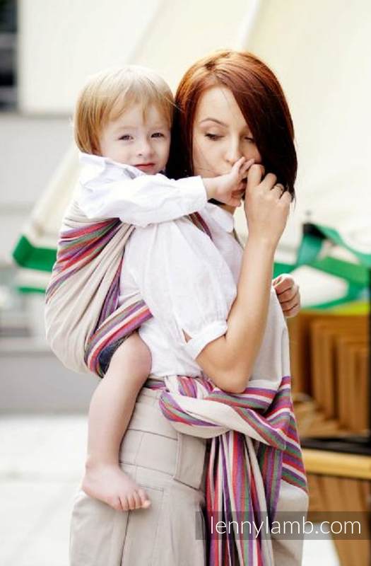 Chusta do noszenia dzieci, tkana splotem skośno-krzyżowym (100% bawełna) - PIASKOWA DOLINA - rozmiar XS #babywearing