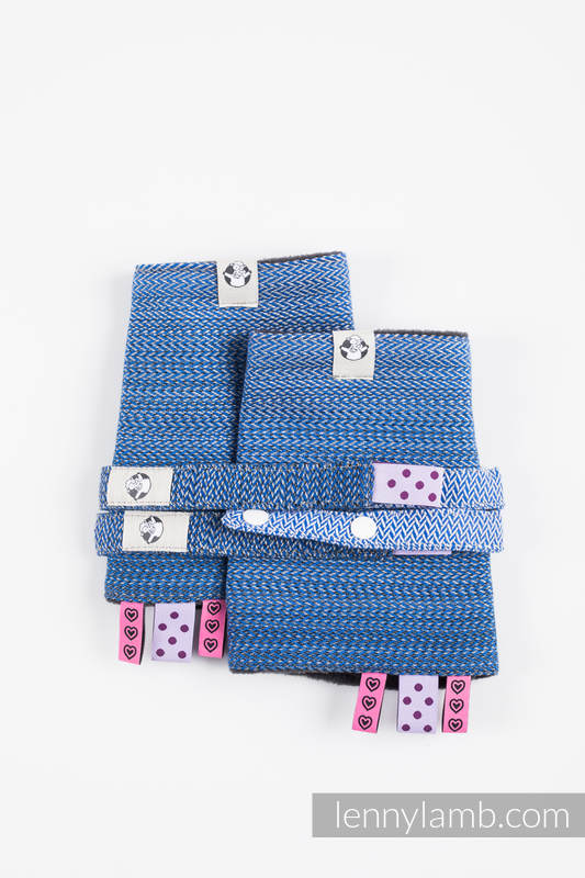 Ensemble protège bretelles et sangles pour capuche (60% coton, 40% polyester) - LITTLE HERRINGBONE OMBRE BLUE  #babywearing