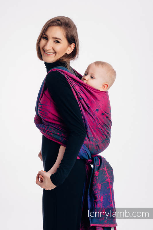 Baby Wrap, Jacquard Weave (43% cotton, 57% Merino wool) - SYMPHONY DESIRE - size XS #babywearing
