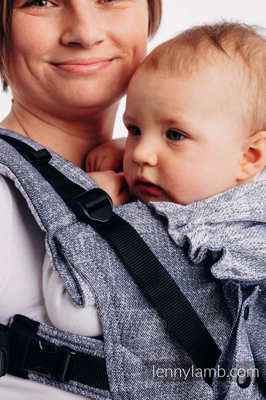 LennyGo Mochila ergonómica, talla bebé, jacquard 100% algodón - DENIM BLUE #babywearing