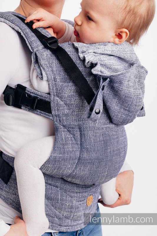 LennyGo Ergonomic Carrier, Baby Size, jacquard weave 100% cotton - DENIM BLUE #babywearing