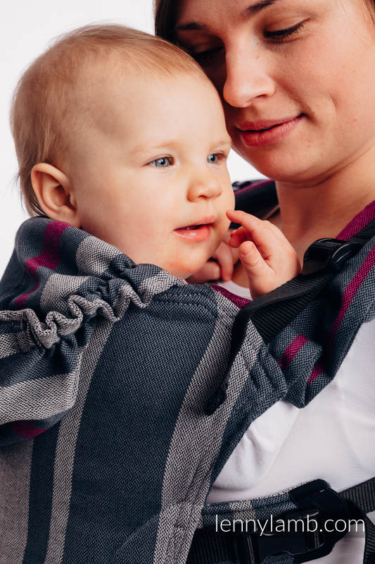 Nosidełko Ergonomiczne LennyGo z tkaniny skośnokrzyżowej 100% bawełna , rozmiar Baby - SMOKY - FUKSJA #babywearing