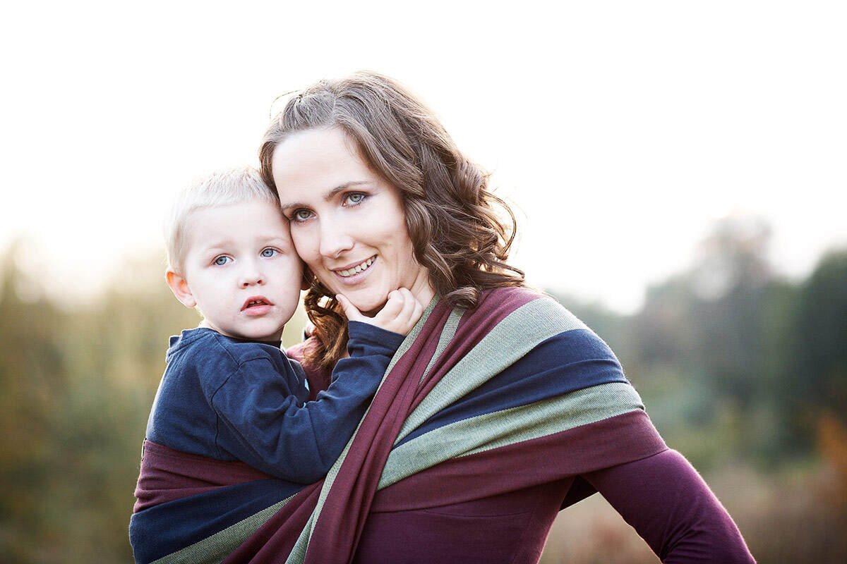 Chusta do noszenia dzieci, tkana splotem skośno-krzyżowym, bawełna z wełną - Sosna - rozmiar L #babywearing