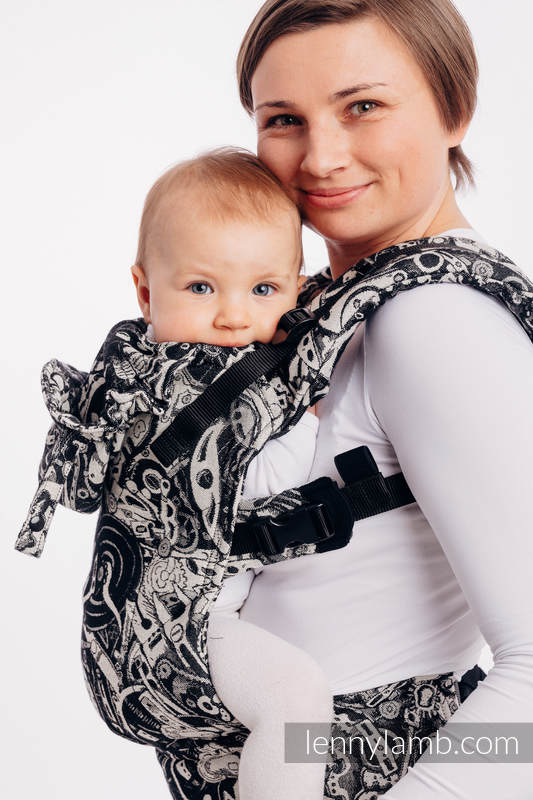 LennyGo Mochila ergonómica, talla bebé, jacquard 100% algodón - CLOCKWORK #babywearing