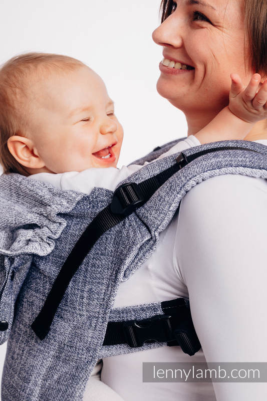 LennyGo Ergonomic Carrier, Baby Size, jacquard weave 100% cotton - DENIM BLUE (grade B) #babywearing