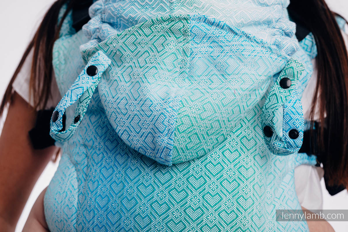 Nosidełko Ergonomiczne  LennyGo z tkaniny żakardowej 100% bawełna , rozmiar Baby - BIG LOVE - MROŻONA MIĘTA #babywearing