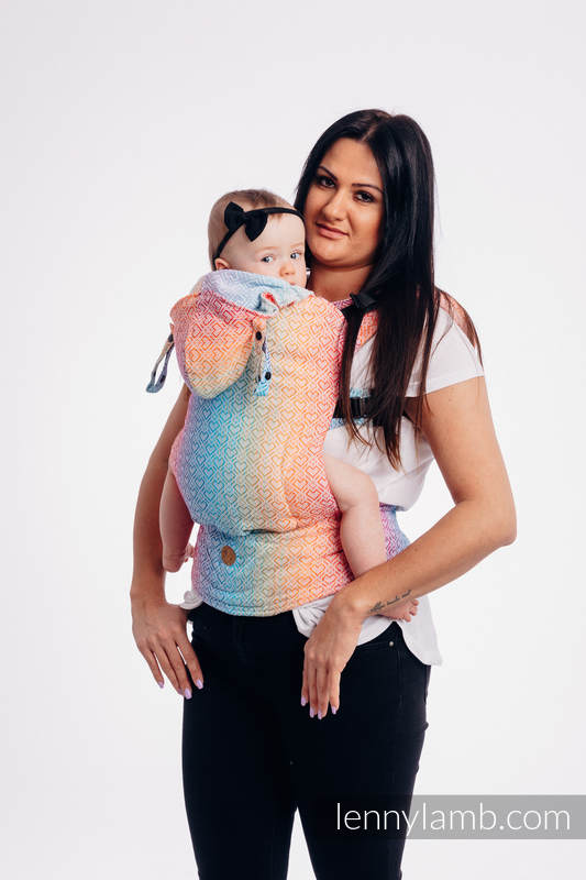 LennyGo Ergonomische Tragehilfe, Größe Baby, Jacquardwebung, 100% Baumwolle - BIG LOVE - RAINBOW #babywearing
