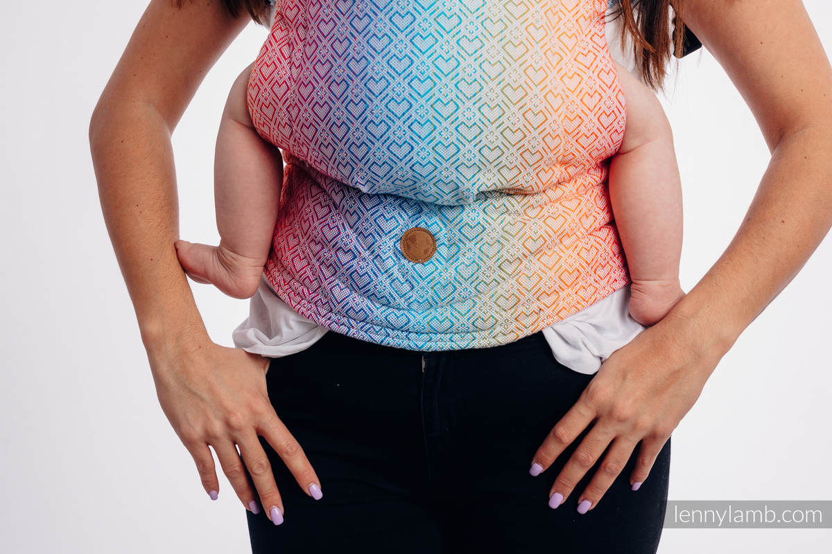 LennyGo Mochila ergonómica, talla bebé, jacquard 100% algodón - BIG LOVE - RAINBOW #babywearing